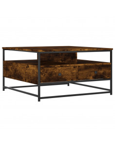 Tavolino da Salotto Rovere Fumo 80x80x45 cm Legno Multistrato 2