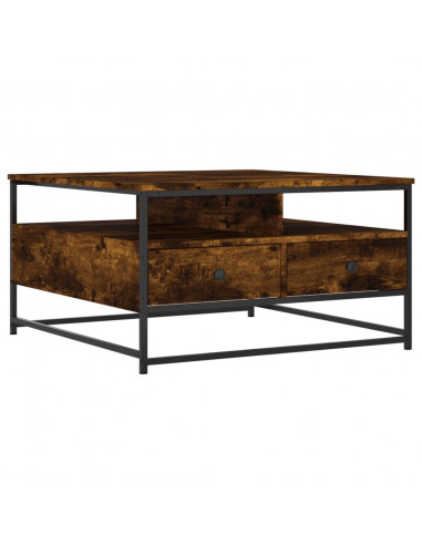 Tavolino da Salotto Rovere Fumo 80x80x45 cm Legno Multistrato