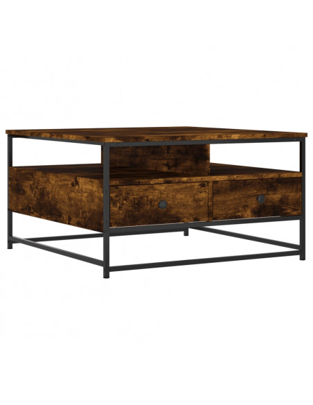 Tavolino da Salotto Rovere Fumo 80x80x45 cm Legno Multistrato