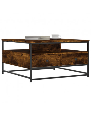 Tavolino da Salotto Rovere Fumo 80x80x45 cm Legno Multistrato