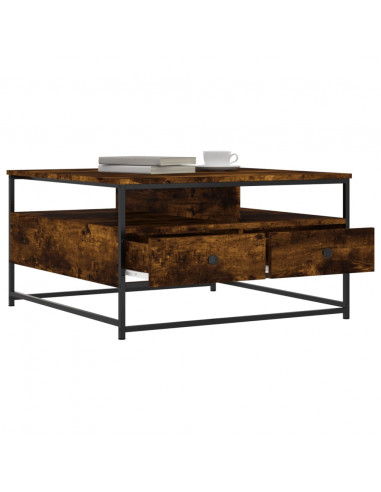 Tavolino da Salotto Rovere Fumo 80x80x45 cm Legno Multistrato