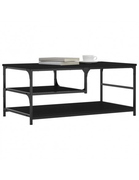 Tavolino da Salotto Nero 90x49x40 cm in Legno Multistrato