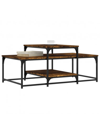 Tavolino da Salotto Rovere Fumo 102x60x45 cm Legno Multistrato