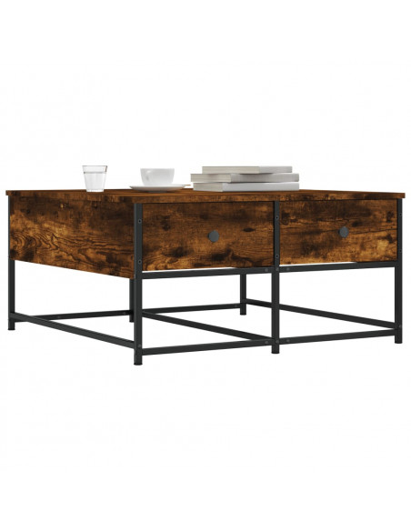 Tavolino da Salotto Rovere Fumo 80x80x40cm in Legno Multistrato