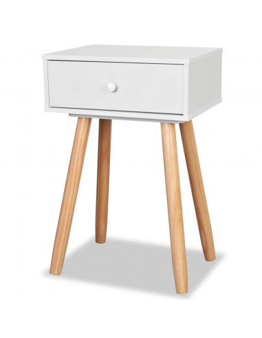 Comodini Set 2 pz in Massello di Pino 40x30x61 cm Bianchi