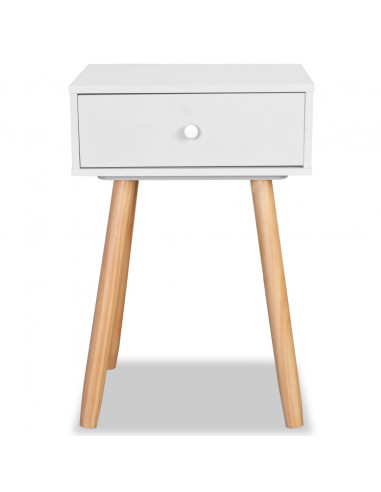 Comodini Set 2 pz in Massello di Pino 40x30x61 cm Bianchi