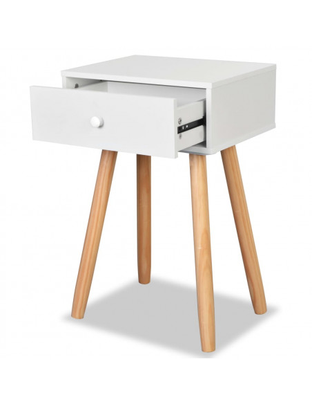 Comodini Set 2 pz in Massello di Pino 40x30x61 cm Bianchi