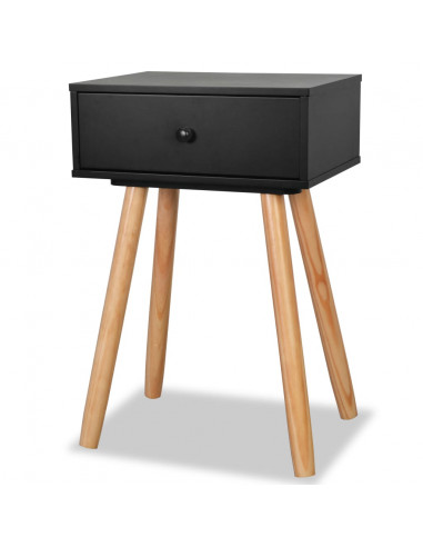 Comodini Set 2 pz in Massello di Pino 40x30x61 cm Neri