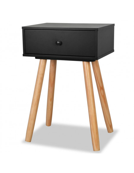 Comodini Set 2 pz in Massello di Pino 40x30x61 cm Neri