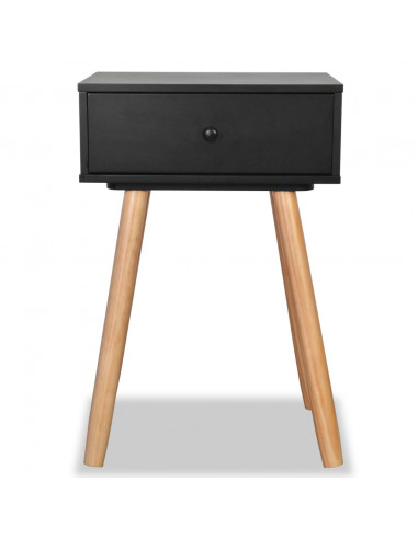 Comodini Set 2 pz in Massello di Pino 40x30x61 cm Neri