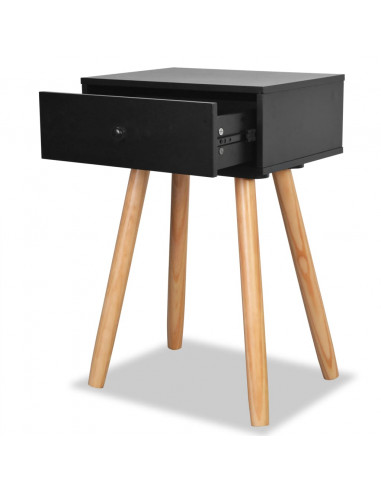 Comodini Set 2 pz in Massello di Pino 40x30x61 cm Neri