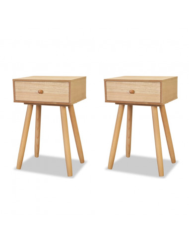 Comodini Set 2 pz in Massello di Pino 40x30x61 cm Marroni