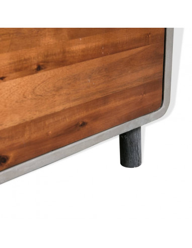 Comodino in Cemento e Massello di Acacia 40x30x50 cm