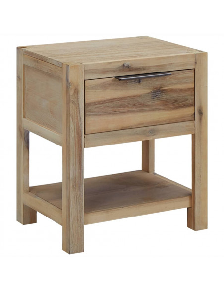 Comodino con Cassetto 40x30x48 cm in Legno Massello di Acacia