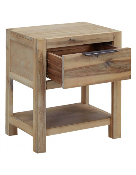 Comodino con Cassetto 40x30x48 cm in Legno Massello di Acacia