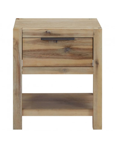 Comodino con Cassetto 40x30x48 cm in Legno Massello di Acacia