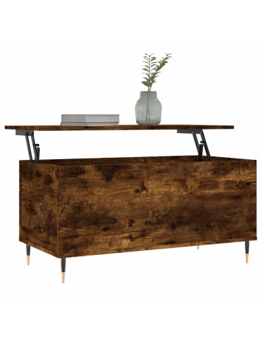 Tavolino da Salotto Rovere Fumo 90x44,5x45 cm Legno Multistrato