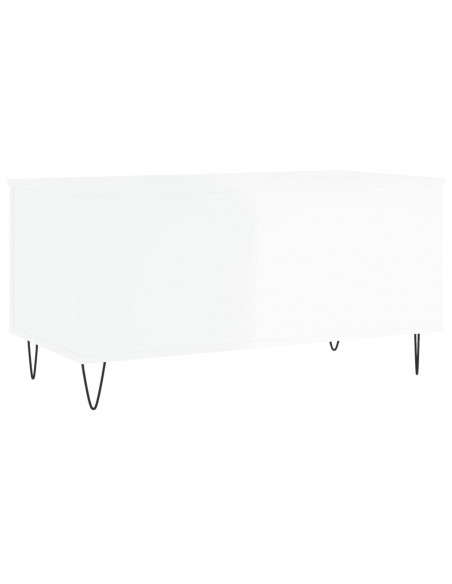 Tavolino Salotto Bianco Lucido 90x44,5x45 cm Legno Multistrato