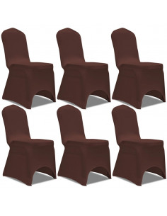 Fodera Elastica per Sedie 6 pz. Marrone 2