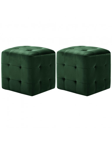 Comodini 2 pz Verde 30x30x30 cm in Tessuto Vellutato