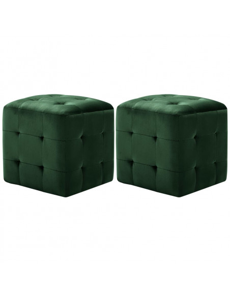 Comodini 2 pz Verde 30x30x30 cm in Tessuto Vellutato