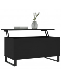 Tavolino da Salotto Nero 90x44,5x45 cm in Legno Multistrato 2