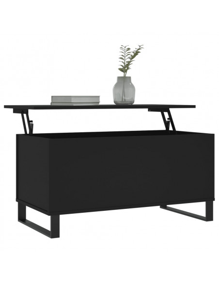 Tavolino da Salotto Nero 90x44,5x45 cm in Legno Multistrato