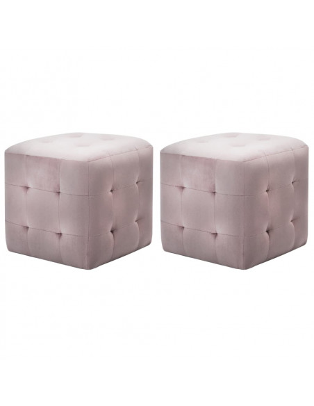 Comodini 2 pz Rosa 30x30x30 cm in Tessuto Vellutato