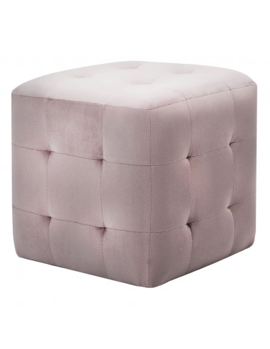 Comodini 2 pz Rosa 30x30x30 cm in Tessuto Vellutato