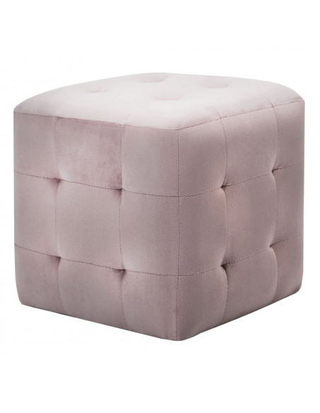 Comodini 2 pz Rosa 30x30x30 cm in Tessuto Vellutato