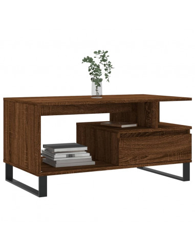 Tavolino Salotto Rovere Marrone 90x49x45 cm Legno Multistrato