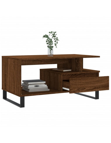 Tavolino Salotto Rovere Marrone 90x49x45 cm Legno Multistrato