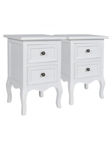 Set Comodini con 2 Cassetti 4 pz in MDF Bianchi