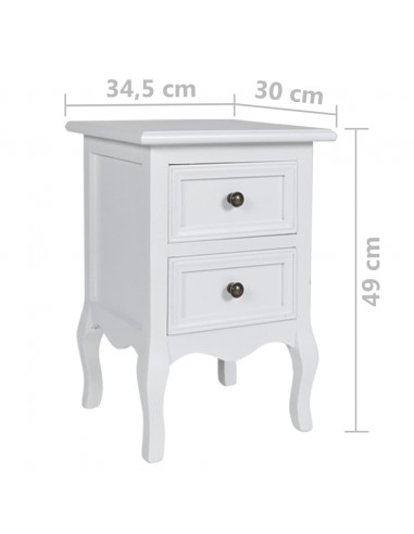 Set Comodini con 2 Cassetti 4 pz in MDF Bianchi