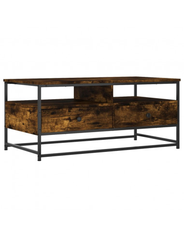 Tavolino da Salotto Rovere Fumo 100x51x45 cm Legno Multistrato