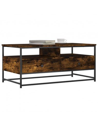 Tavolino da Salotto Rovere Fumo 100x51x45 cm Legno Multistrato