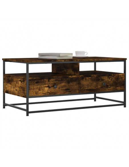 Tavolino da Salotto Rovere Fumo 100x51x45 cm Legno Multistrato