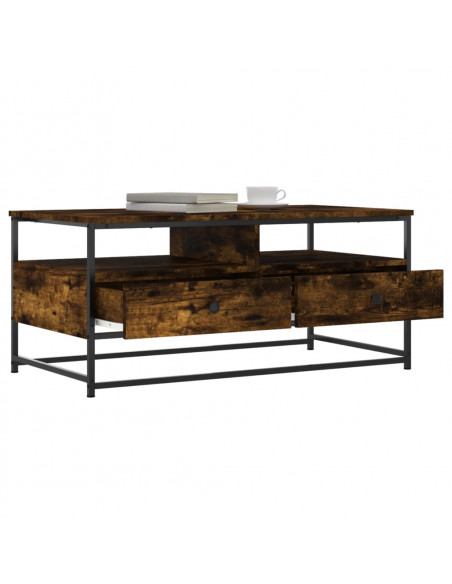 Tavolino da Salotto Rovere Fumo 100x51x45 cm Legno Multistrato