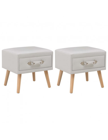Comodini Bianchi 2 pz 40x35x40 cm in Similpelle
