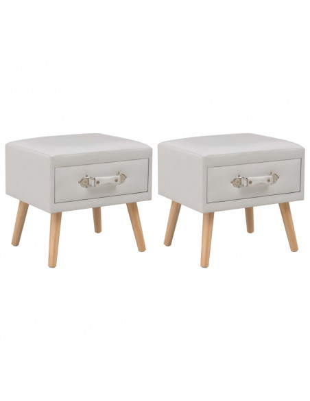 Comodini Bianchi 2 pz 40x35x40 cm in Similpelle