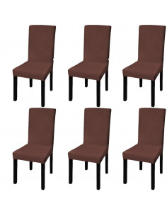 Set Fodera Elastica 6 pz per Sedie Marrone 2