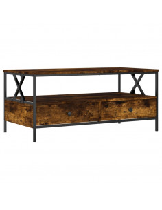 Tavolino da Salotto Rovere Fumo 100x51x45 cm Legno Multistrato 2