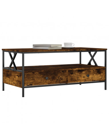 Tavolino da Salotto Rovere Fumo 100x51x45 cm Legno Multistrato