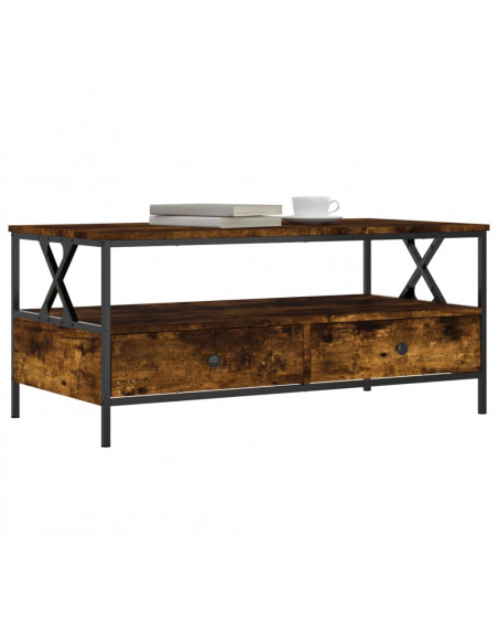 Tavolino da Salotto Rovere Fumo 100x51x45 cm Legno Multistrato