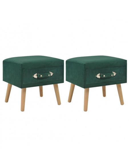 Comodini Verdi 2 pz 40x35x40 cm in Velluto
