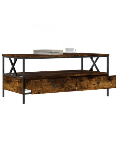 Tavolino da Salotto Rovere Fumo 100x51x45 cm Legno Multistrato