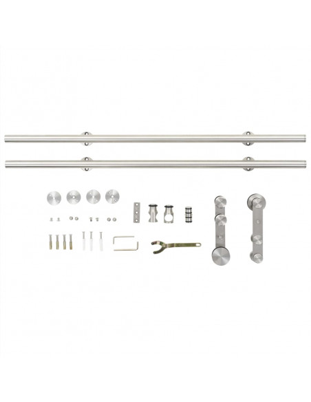 Kit Binari Porta Scorrevole 183cm Acciaio Inossidabile Argento