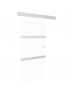 Porta Scorrevole Fermi Vetro ESG e Alluminio Argento 90x205 cm 2