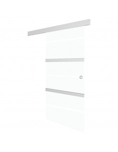 Porta Scorrevole in Vetro ESG e Alluminio 76x205 cm Argento 2