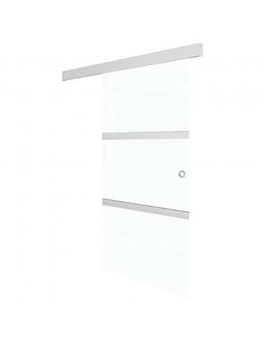 Porta Scorrevole in Vetro ESG e Alluminio 76x205 cm Argento